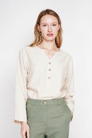 Blusa in lino - Beige