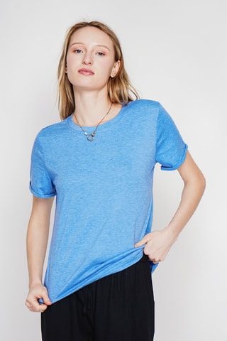 T-shirt in lino - Blu
