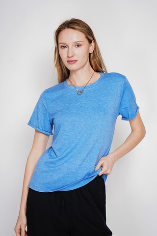 T-shirt in lino - Blu