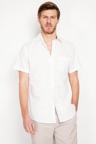 Camicia regular in lino - Bianco