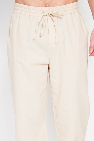 Pantaloni straight in lino - Beige