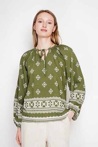 Blusa in lino - Kaki