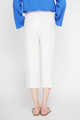 Pantaloni larghi a vita alta in lino - Bianco