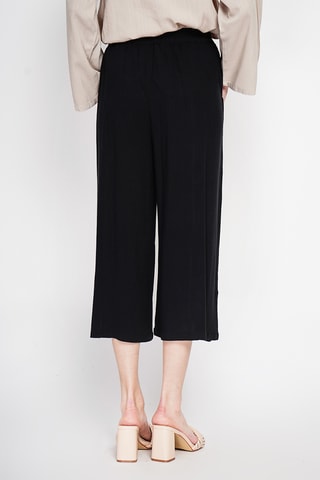 Pantaloni larghi a vita alta in lino - Nero