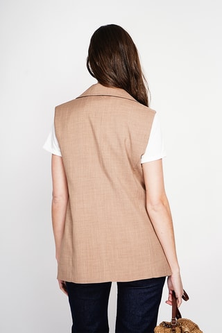 Giacca senza maniche in lino - Cammello