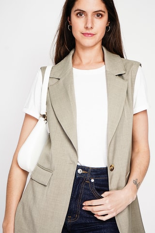 Giacca senza maniche in lino - Kaki