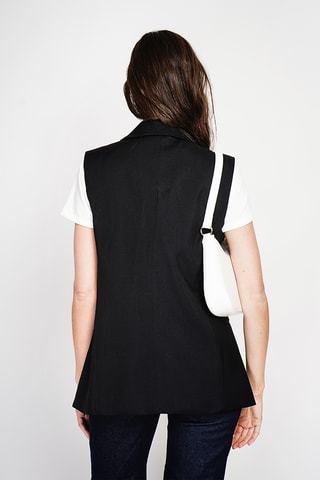 Giacca senza maniche in lino - Nero