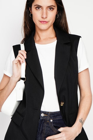 Giacca senza maniche in lino - Nero