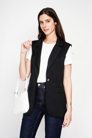 Giacca senza maniche in lino - Nero