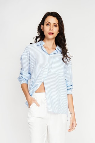 Camicia in lino - Blu e bianco