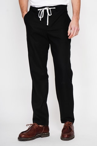 Pantaloni straight in lino - Nero