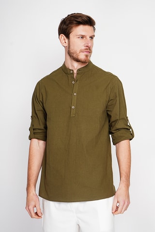 Camicia in lino - Kaki