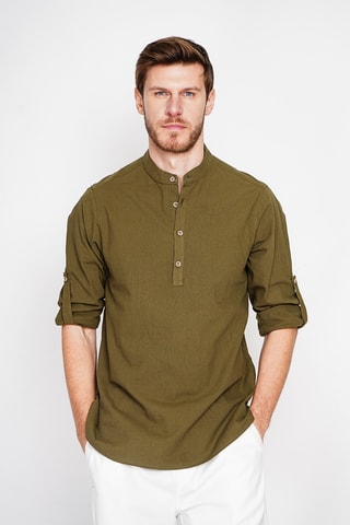 Camicia in lino - Kaki