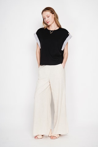 T-shirt oversize in lino - Nero