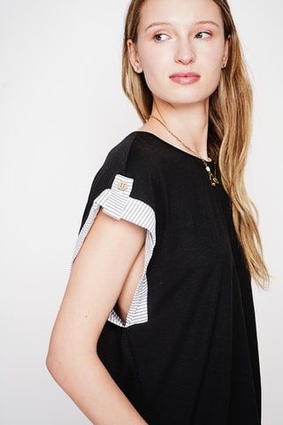 T-shirt oversize in lino - Nero