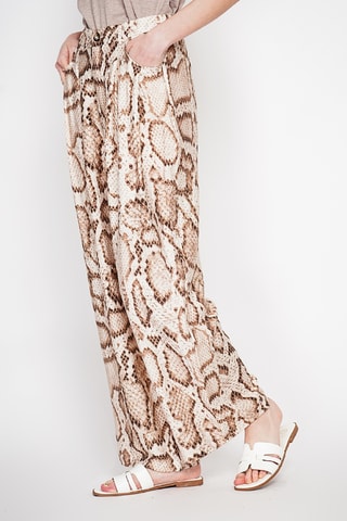 Pantaloni wide legs in lino - Beige