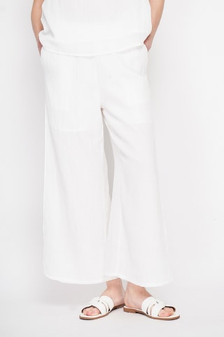 Pantaloni a vita alta in lino - Bianco