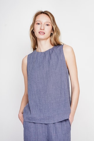 Top in lino - Blu