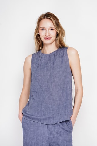 Top in lino - Blu