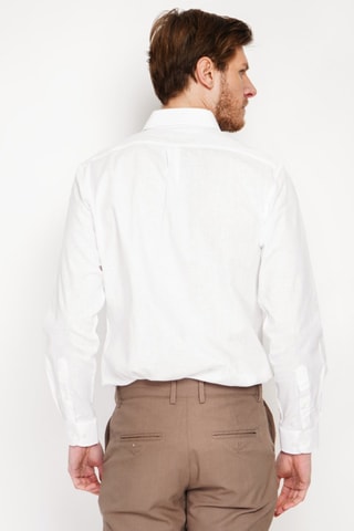 Camicia regular in lino - Bianco