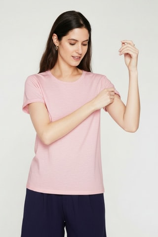 T-shirt in lino - Rosa