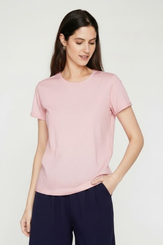 T-shirt in lino - Rosa