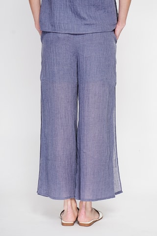 Pantaloni a vita alta in lino - Blu