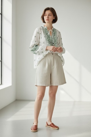 Blusa in lino - Verde