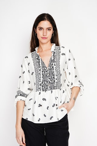 Blusa in lino - Nero
