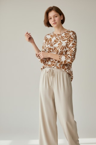 Top in lino - Marrone