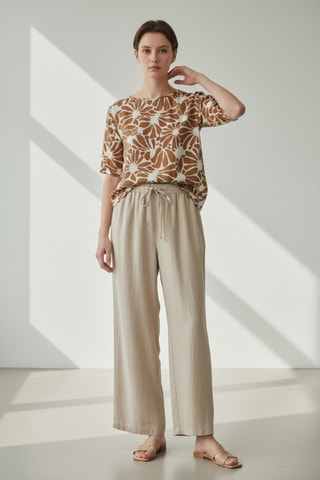 Top in lino - Marrone