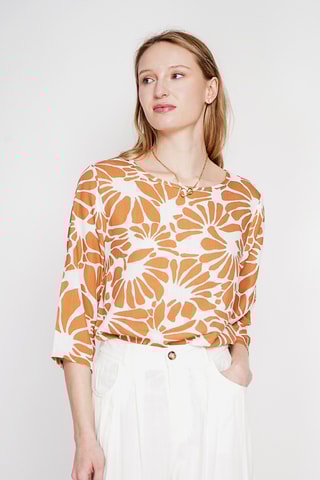 Top in lino - Marrone