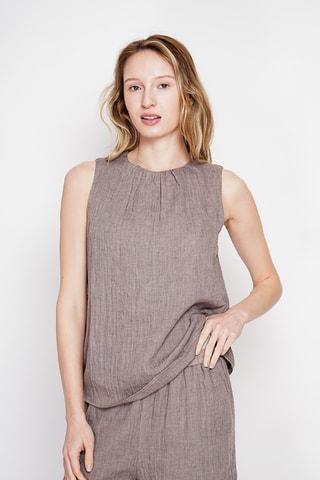 Top in lino - Marrone