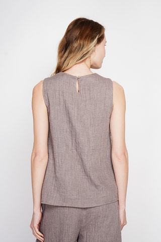 Top in lino - Marrone