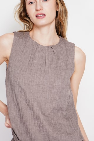 Top in lino - Marrone