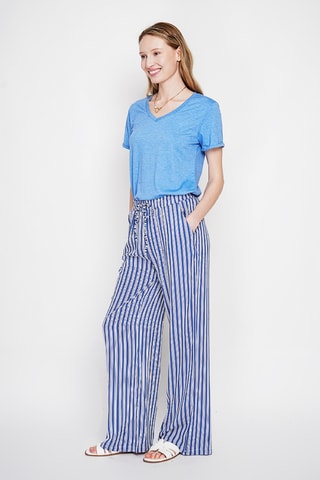 T-shirt in lino - Blu