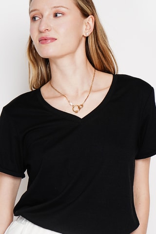 T-shirt in lino - Nero