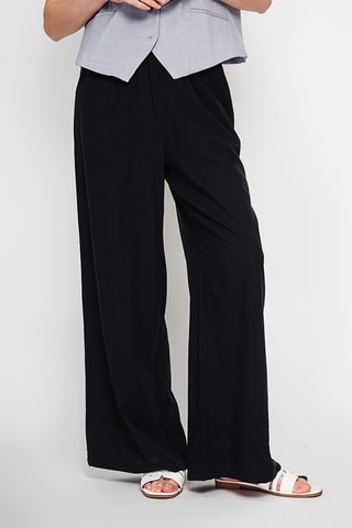 Pantaloni a vita alta in lino - Nero