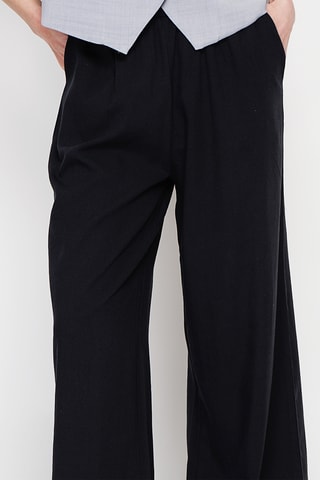 Pantaloni a vita alta in lino - Nero