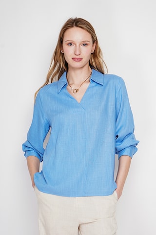 Blusa in lino - Blu