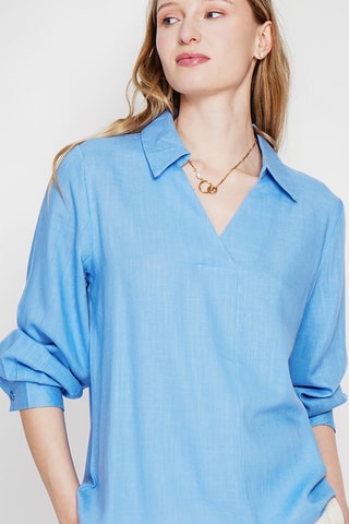 Blusa in lino - Blu