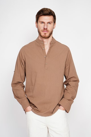 Camicia in lino - Marrone