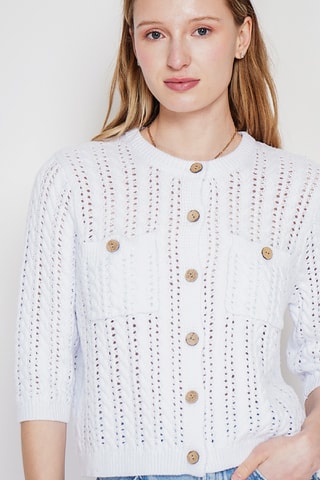 Cardigan in cotone bio - Bianco