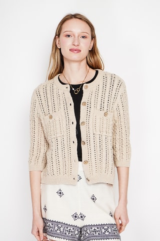 Cardigan in cotone bio - Beige
