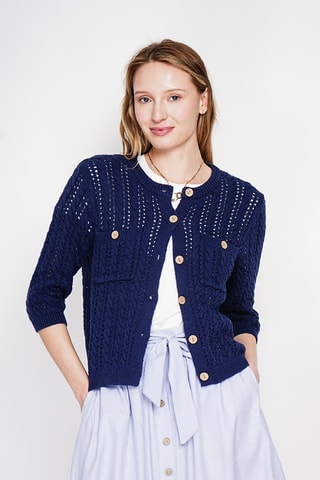 Cardigan in cotone bio - Navy