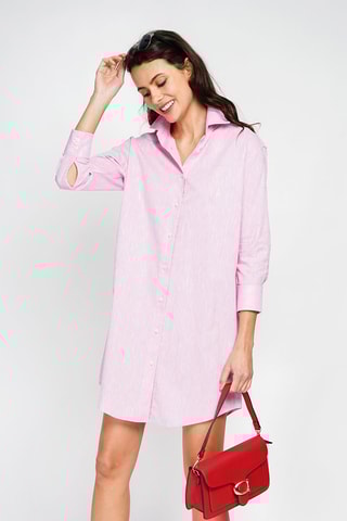 Abito a camicia in lino - Rosa