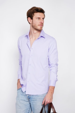 Camicia taglio dritto in bambù - Viola