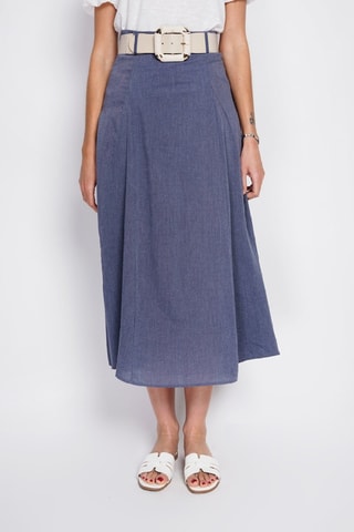 Gonna lunga in lino - Blu
