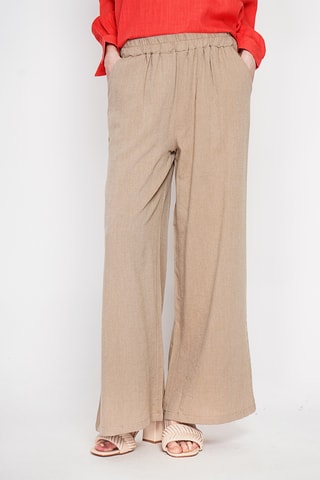 Pantaloni a vita alta in lino - Cammello