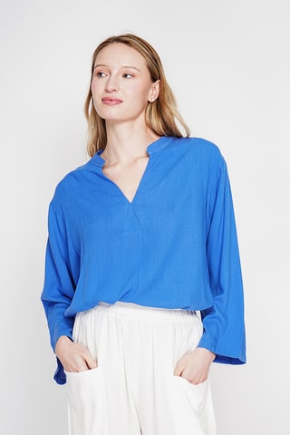 Blusa in lino - Blu